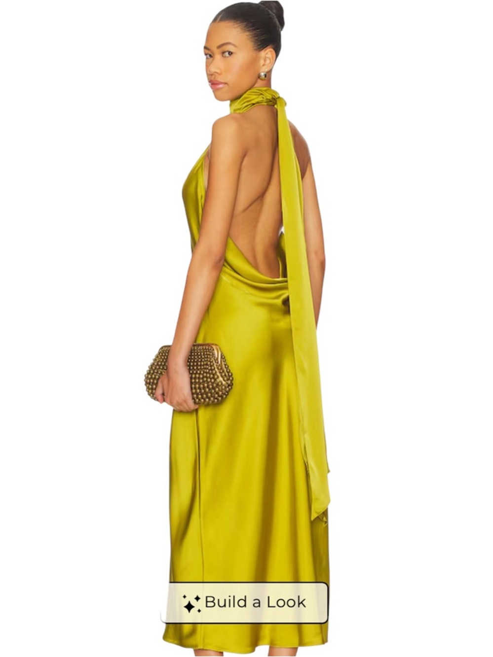 SIMON MILLER Satin Halter Chartreuse Prom Wedding Guest Long Slip Dress 10 - Picture 3 of 12